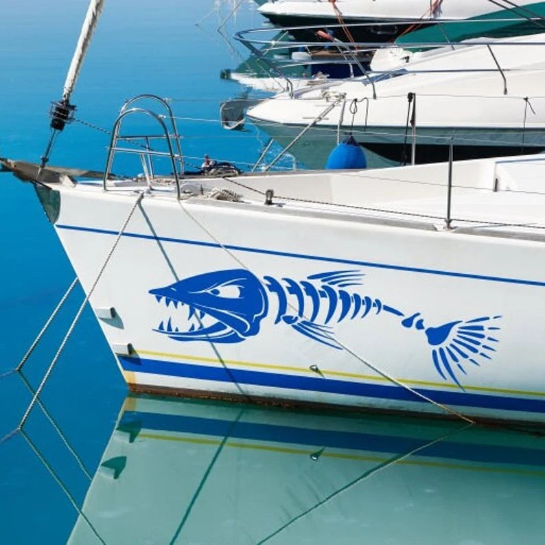 Set 2 Pcs Large Fish Bone Stickers Boat Body Decal Cruise | Mural Vinyl Covers Auto Tuning Styling fishing Boats Decoration
