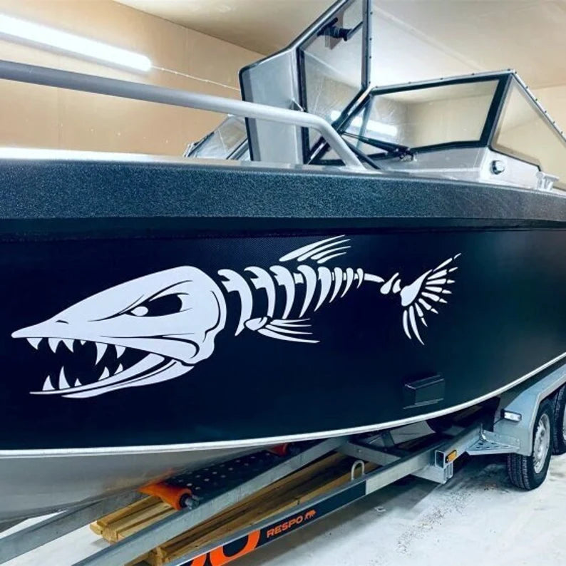 Set 2 Pcs Large Fish Bone Stickers Boat Body Decal Cruise