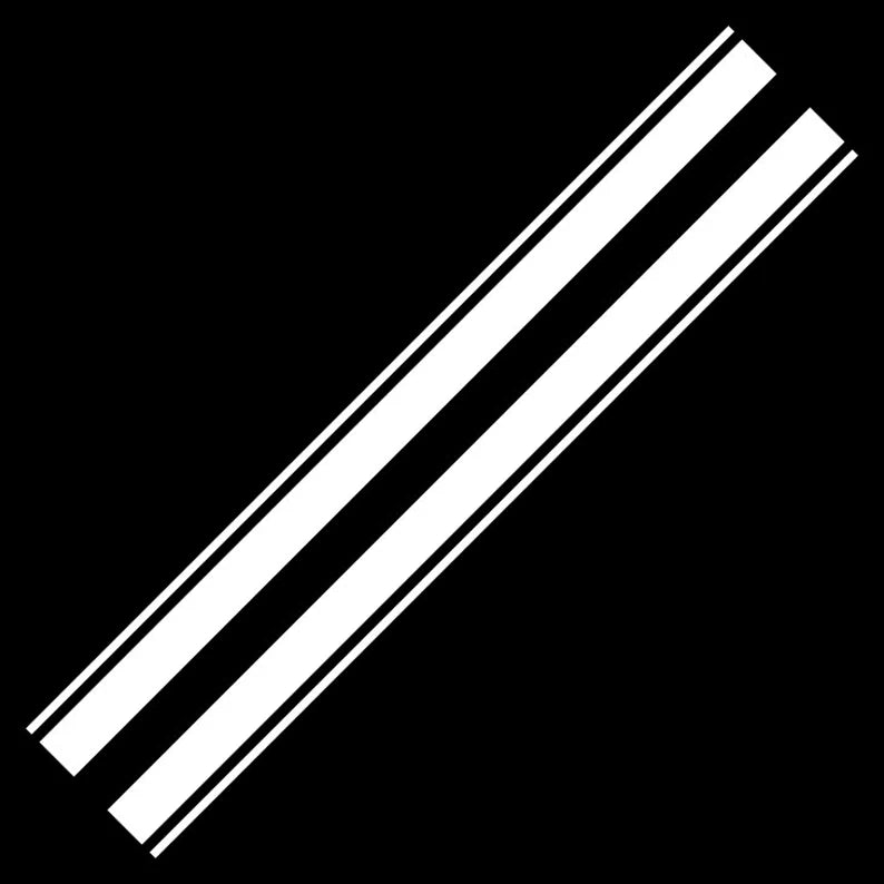 Set 2 Pcs Racing Hood Decal Black Stripes Sticker sport racing decals. Style Bonnet Stripe Wrap Graphics