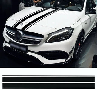 Set 2 Pcs Racing Hood Decal Black Stripes Sticker