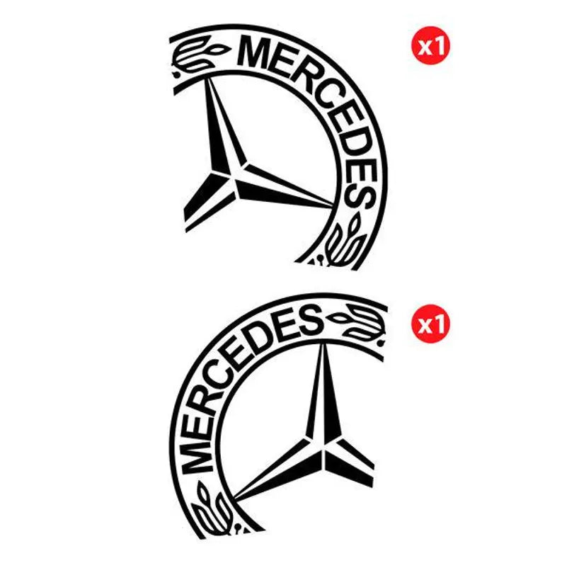 Set 2 Pcs Mercedes Emblem Graphics Decal Stickers | Premium Kit Mercedes Logo Sticker for Both Sides Big Trucks, Van and Car Stickers vinyl