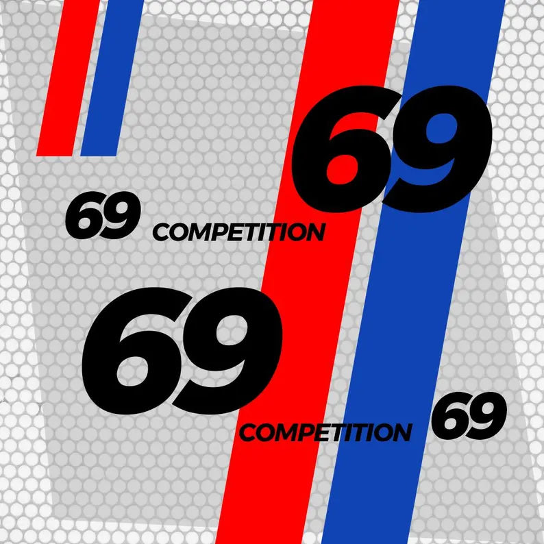 8 Pcs Set BMW Performance Stripes Side Decals vinyl sticker Race Rally with Numbers