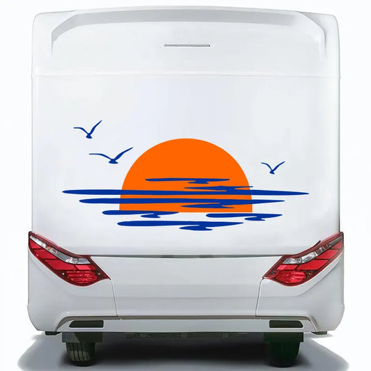 Kit Caravan Sunset among Clouds and Birds Graphics Decals | Decals set Camper Van or Caravan Decor Stickers | Motorhome Rear Decor Adhesive