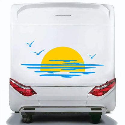 Kit Caravan Sunset among Clouds and Birds Graphics Decals | Decals set Camper Van or Caravan Decor Stickers | Motorhome Rear Decor Adhesive