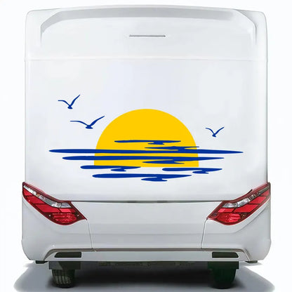 Kit Caravan Sunset among Clouds and Birds Graphics Decals | Decals set Camper Van or Caravan Decor Stickers | Motorhome Rear Decor Adhesive