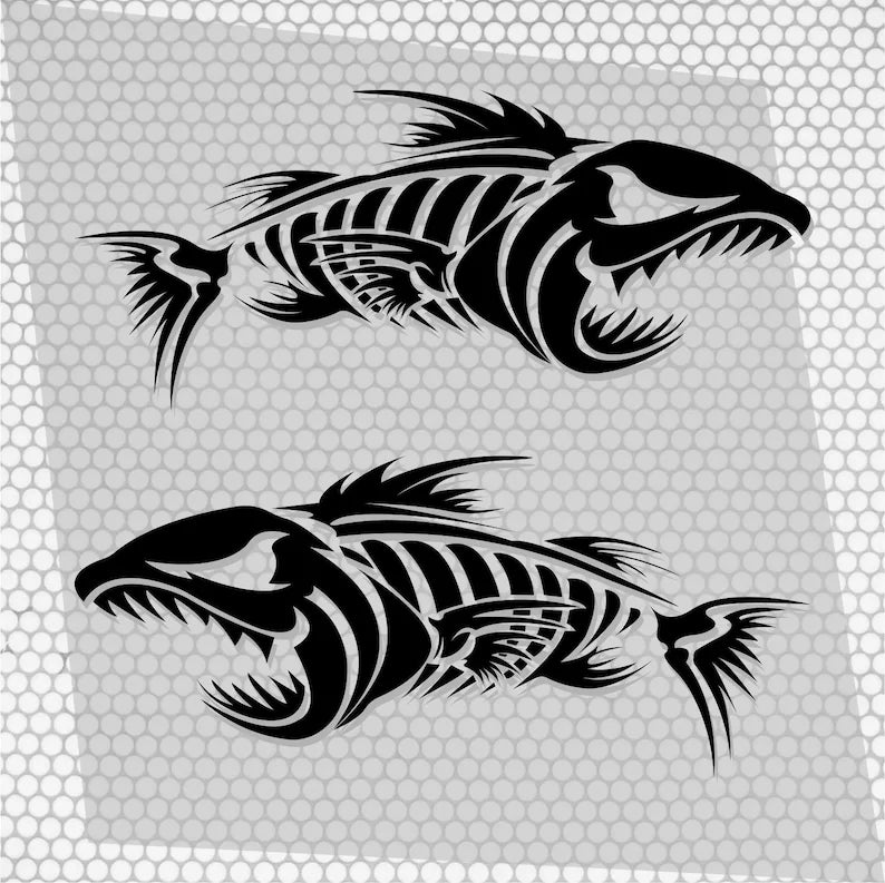 Set 2 Pcs Large Fish Bone Stickers Boat Body Decal Cruise