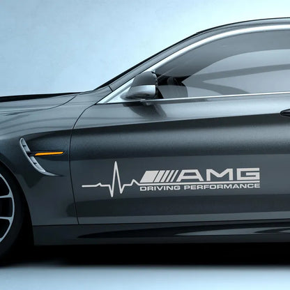 Kit 2 Pcs AMG Driving Performance Both Sides Graphics Emblem Decal Sticker | Mercedes Side Doors Adhesives cut vinyl set decor AMG Lovers