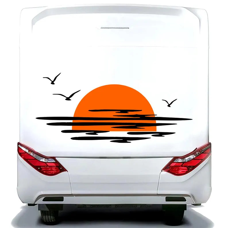Kit Caravan Sunset among Clouds and Birds Graphics Decals | Decals set Camper Van or Caravan Decor Stickers | Motorhome Rear Decor Adhesive