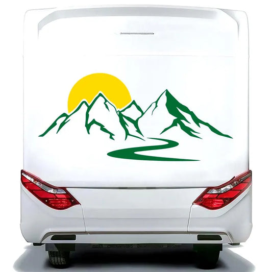 Kit Caravan Sunset among Mountains and River Graphics | Decals set for Camper Van or Caravan Car Decor Stickers | Motorhome Adhesive Decor