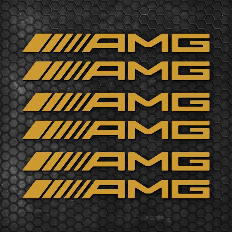 Kit 6 Pcs AMG Emblem Motorsport Graphic Decal Sticker | Set Both sides Premium Stripes Decal Graphics for car, SUV and truck vehicle decor