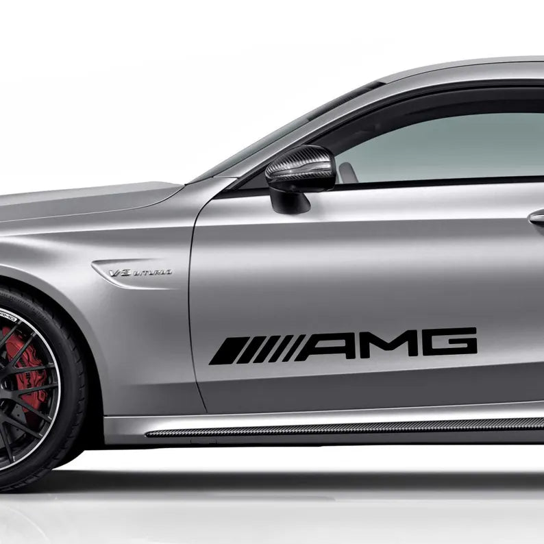 Kit 6 Pcs AMG Emblem Motorsport Graphic Decal Sticker | Set Both sides Premium Stripes Decal Graphics for car, SUV and truck vehicle decor