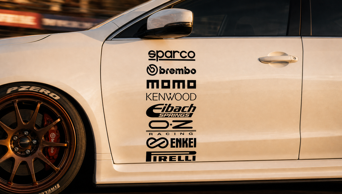 Set Cut Emblem Graphic Sponsor Stickes Racing Brand Decals