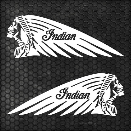Set 2 Pcs Emblem High Quality Vehicle Motorcycle Stickers Indian Skull Scout Decorative Tank Vinyl Adhesive | Motorbike decor stickers kit