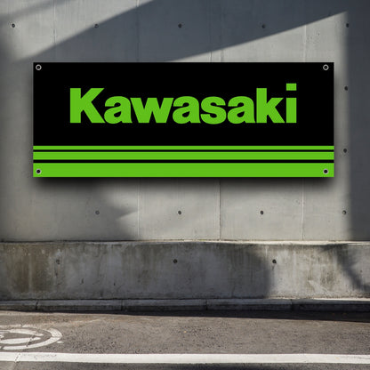 3 Styles Kawasaki Motorbike Brand Sponsor Logo Banner Pvc | Office or showroom Flag, Racing Poster | Auto Car Shop | Poster Garage Decor | Race Background