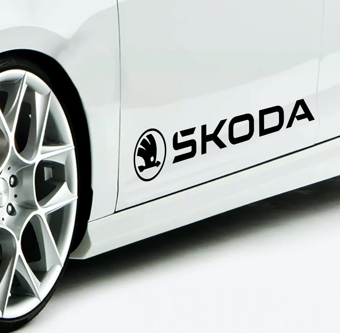 Set 2 Pcs Skoda Logo Decal Sticker Sport Racing Stripes Emblem Graphic | Skoda Cut Emblem logo Vehicle Sticker, Vinyl Car Decal Both Sides