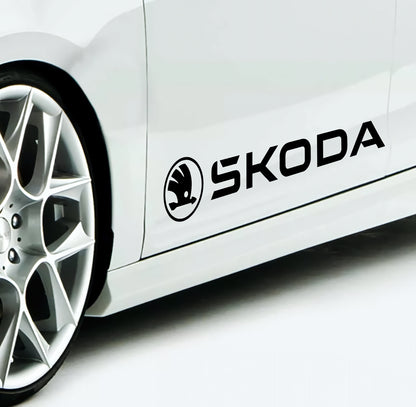 Set 2 Pcs Skoda Logo Decal Sticker Sport Racing Stripes Emblem Graphic | Skoda Cut Emblem logo Vehicle Sticker, Vinyl Car Decal Both Sides