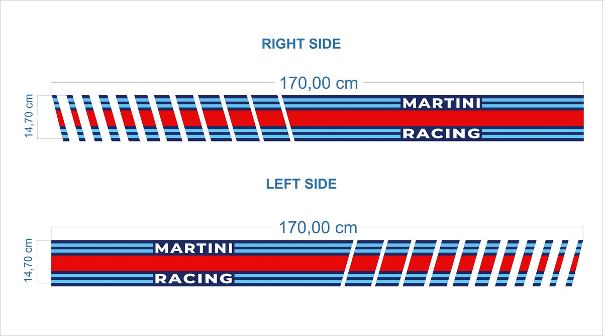 Martini Racing Stripes Set for Italian Fiat 500 - Vinyl self adhesive graphic car sticker decals