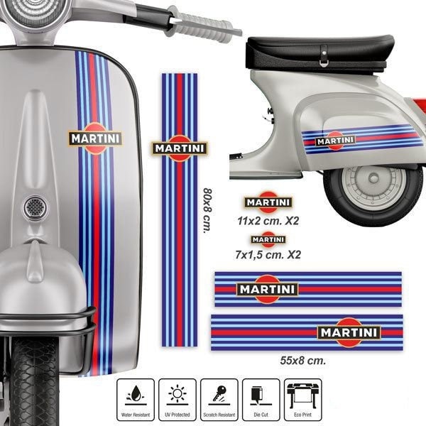 Set Klebeaufkleber für das Motorrad Vespa Martini