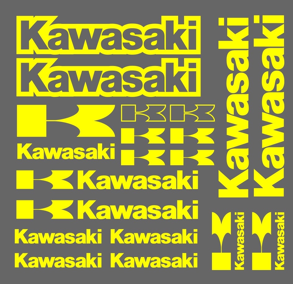 Set 15 Pcs Kawasaki Emblem Racing Decal Stickers