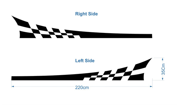Set 2 Stück Autoaufkleber Seitentüraufkleber Rennstreifen Auto Sport für die linke und rechte Seite