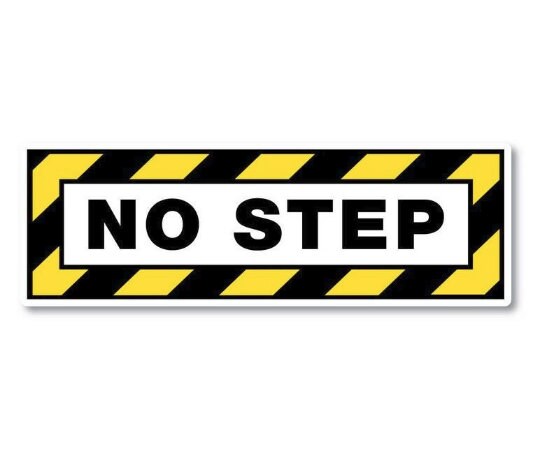 2x Set Floor, Wall and Mirror NO STEP Stickers Yellow and Black Bands | Warning Stickers | Signage decals