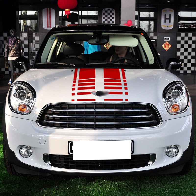 Set 4 Pcs Racing Stripes Sticker Hood Trunk Kit Decal for Mini Cooper