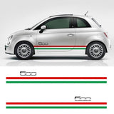 Set 2 Pcs Italian Fiat 500 Both sides decor | Stripes Graphic car sticker decals