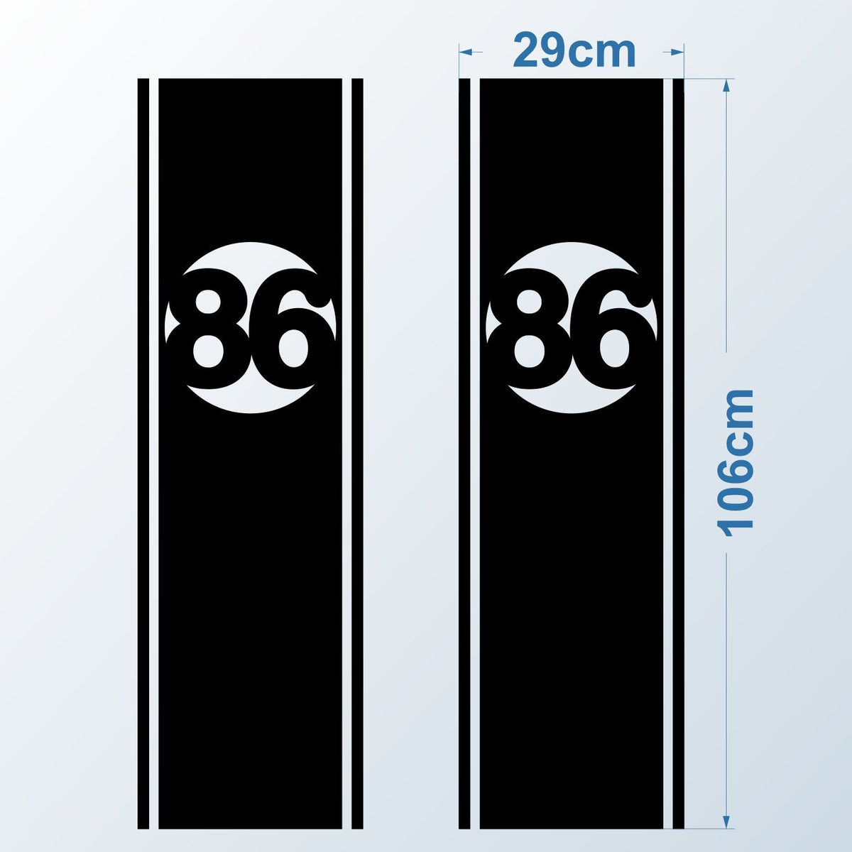 Set 2 Pcs Start Number Racing Stripe Vinyl Decal