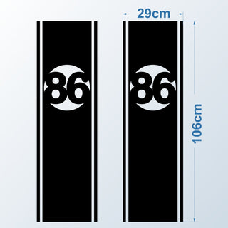 Set 2 Pcs Start Number Racing Stripe Vinyl Decal