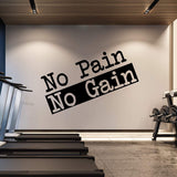 No Pain No Gain Gym wall decal | Big vinyl lettering motivation home gym | Workout Fitness exercise sign