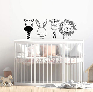 Kit 4 Pcs Cute Zebra Rabbit Giraffe Lion Vinyl Wall Art DecaL