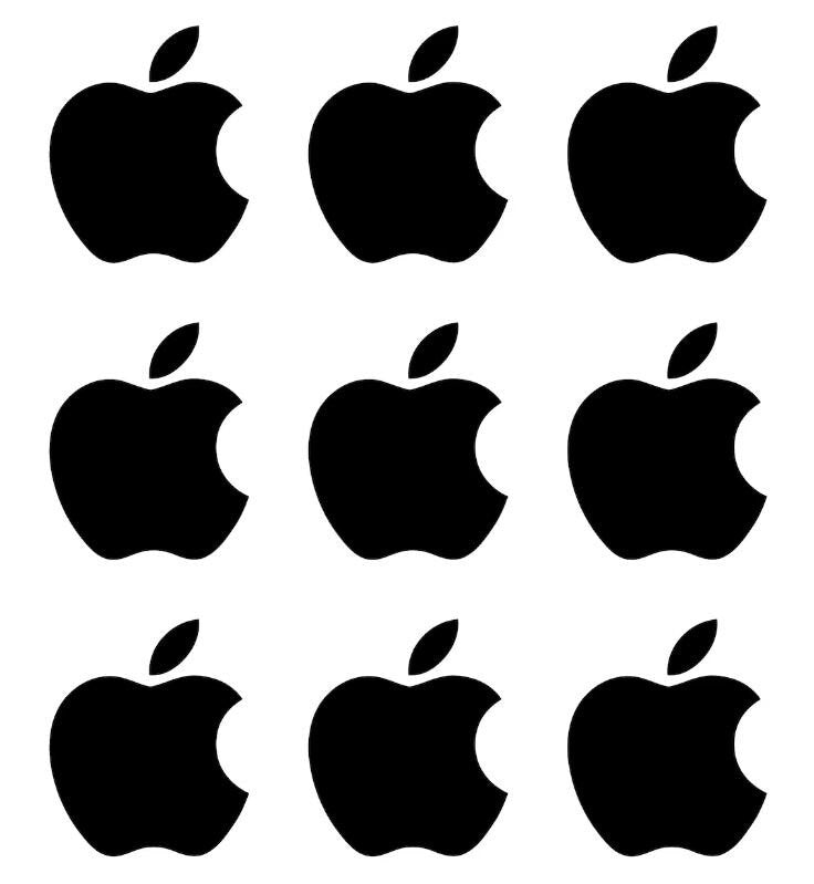 Set 9 Pcs Logotipo Apple Emblema Decalque Adesivo | Kit de decalques de logotipo premium