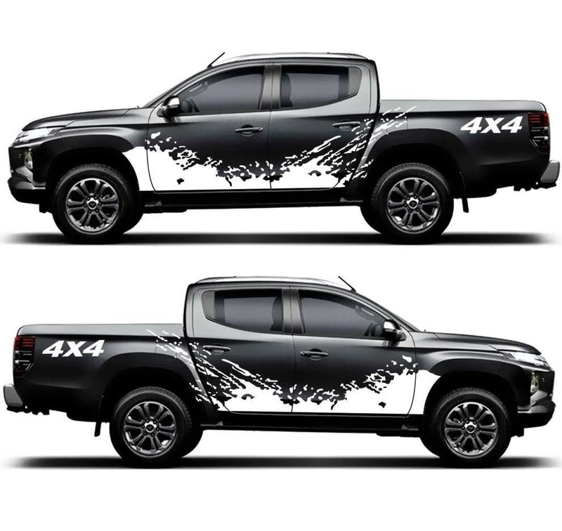 2 Pcs Set Splash Decal Side Body 4x4 Off Road Kit Vinyl Graphic Sticker Truck Pickup