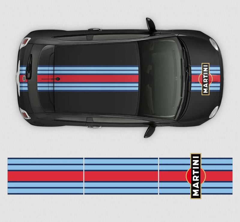 Martini Racing Stripes Set for Italian Fiat 500 - Vinyl self adhesive graphic car sticker decals