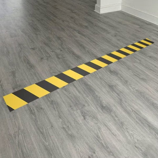 6x Set Floor Stickers Yellow and Black Bands | Warning Stickers | Signage decals