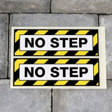 2x Set Floor, Wall and Mirror NO STEP Stickers Yellow and Black Bands | Warning Stickers | Signage decals