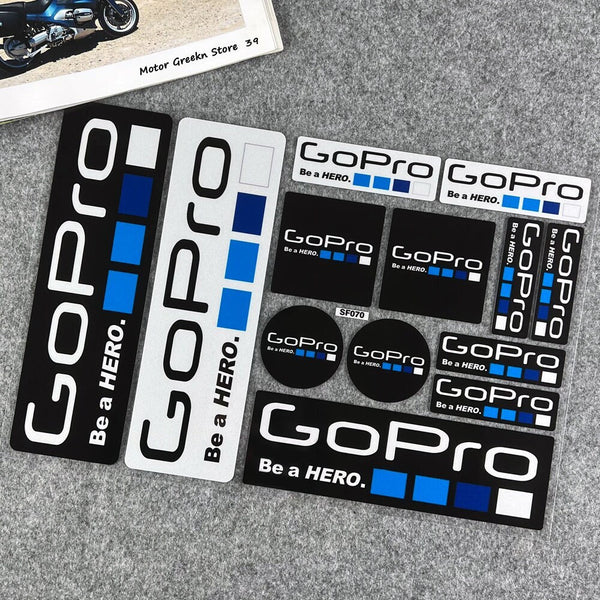 Kit 13 Stück GoPro Logo-Aufkleber | Set Aufkleber für die Seitenkarosserie von Fahrrädern, Autos, LKWs, SUVs, Wohnmobilen und Anhängern