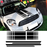 Set 4 Pcs Racing Stripes Sticker Hood Trunk Kit Decal for Mini Cooper