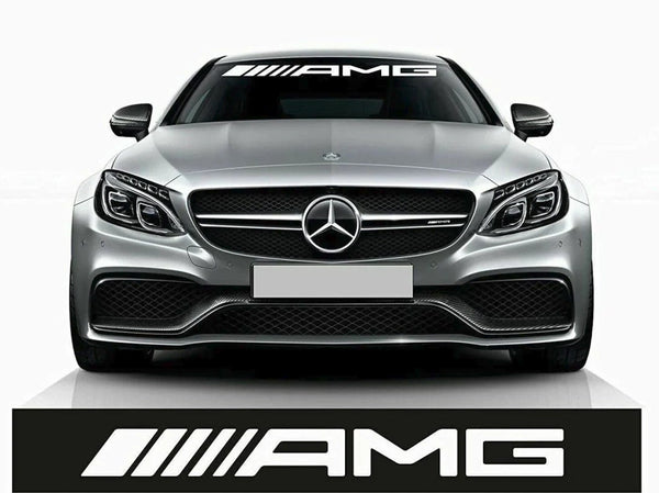 Adesivo de faixa de sol para carro Mercedes AMG para para-brisa. Gráficos de decalque de listras de vinil espelhado para carro e caminhão