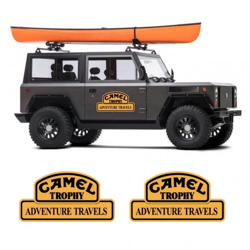 Kit 2 Pcs Camel Trophy Adventure Adesivos | Troféu Travels Camel 4x4 decalques para ambos os lados