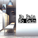 No Pain No Gain Gym wall decal | Big vinyl lettering motivation home gym | Workout Fitness exercise sign