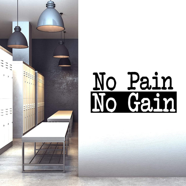 No Pain No Gain Gym Wandtattoo | Großer Vinyl-Schriftzug Motivation Home Gym | Workout-Fitness-Übungsschild