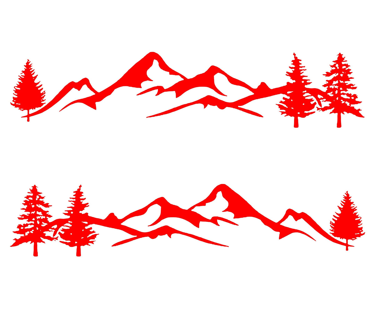2 Pcs Set Mountain Decal Tree Forest Vinyl Graphic Kit