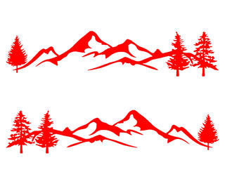 2 Pcs Set Mountain Decal Tree Forest Vinyl Graphic Kit