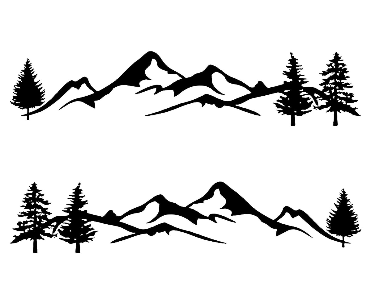 2 Pcs Set Mountain Decal Tree Forest Vinyl Graphic Kit