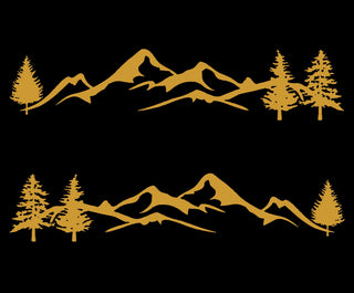 2 Pcs Set Mountain Decal Tree Forest Vinyl Graphic Kit