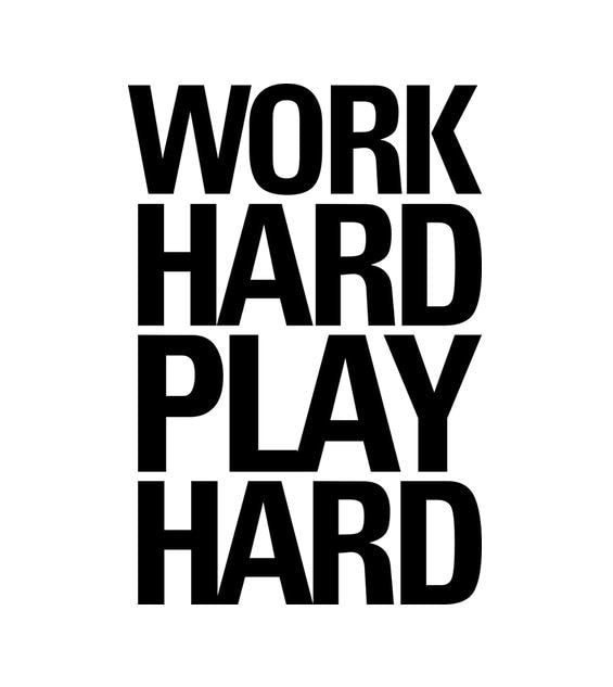 Work Hard Play Hard wall decal | Big vinyl lettering motivation home and office | Workout Fitness exercise sign