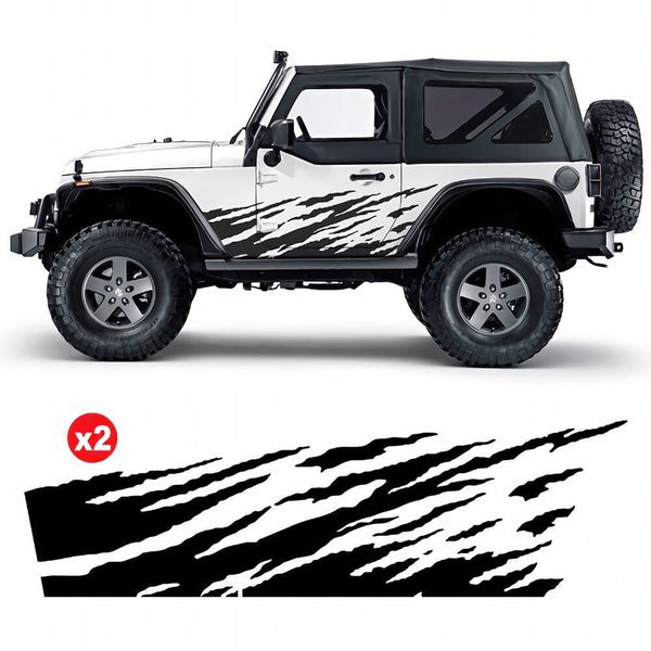 Kit 2 peças de vinil lateral Wrangler 2 portas decalque de fogo estilo automático decoração acessórios para 4x4 off road