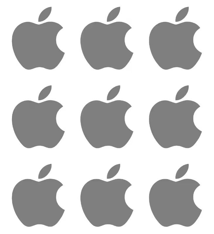 Set 9 Stück Logo Apple Emblem Aufkleber Aufkleber | Kit Premium-Logo-Aufkleber