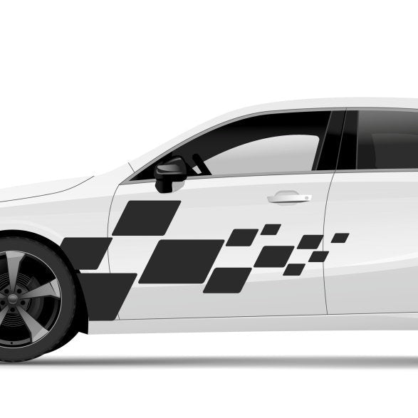 Set mit 2 Stück Auto-Rennflagge, Auto-Aufkleber, Dekor, kariert, Auto-Sport, für die linke und rechte Seite
